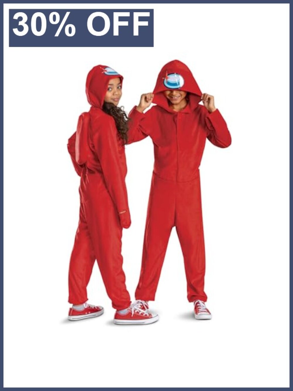 Kids Among Us Hooded Jumpsuit Costume Official Red Imposter Halloween Cosplay